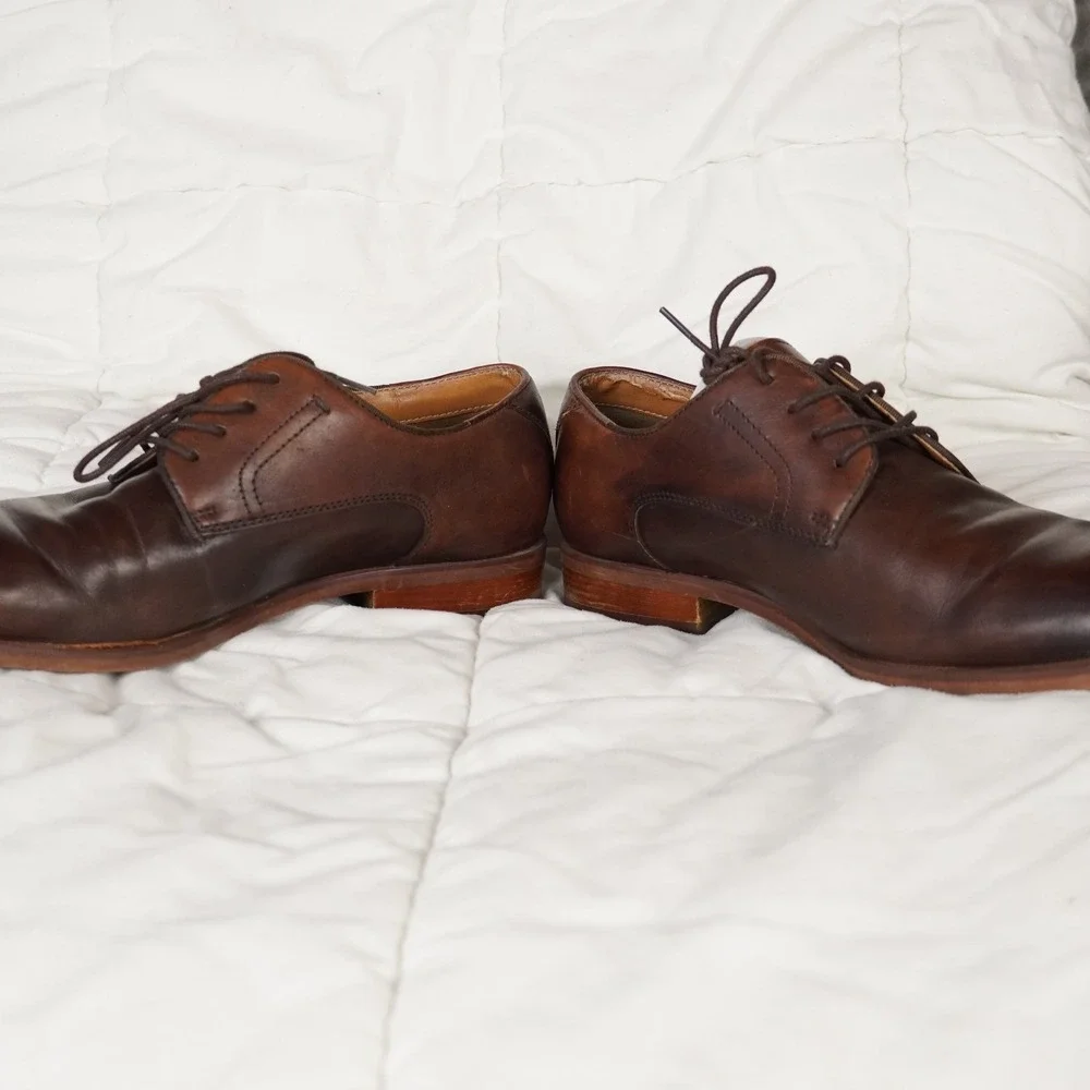 Aldo Derby Shoes Men 10 Brown Leather Lace Up Dress Professional Burnished